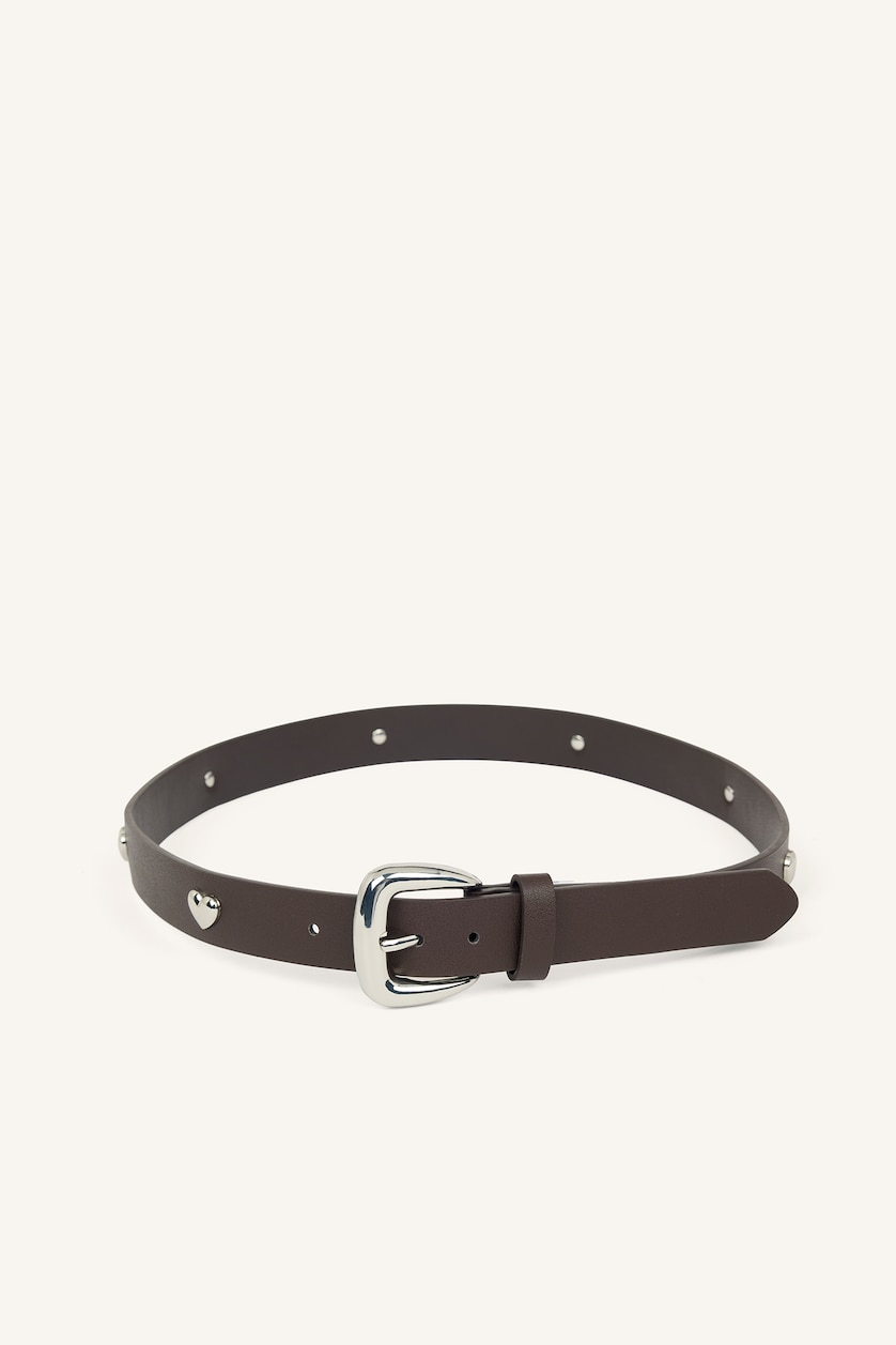 Women Brown Woman Rectangle Clasp Faux Leather Jean Belt