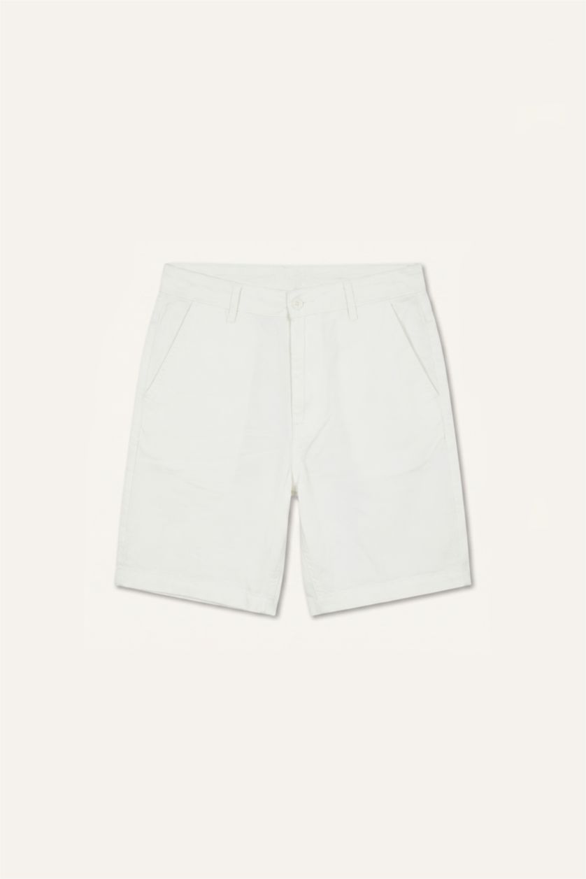 Erkek Ekru Relaxed Fit Bermuda Şort