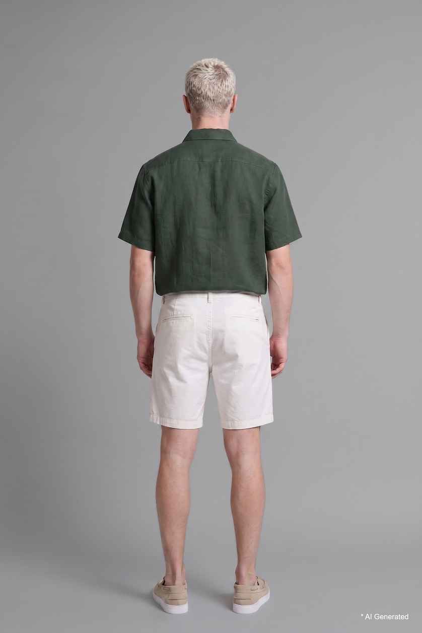 Erkek Ekru Relaxed Fit Bermuda Şort