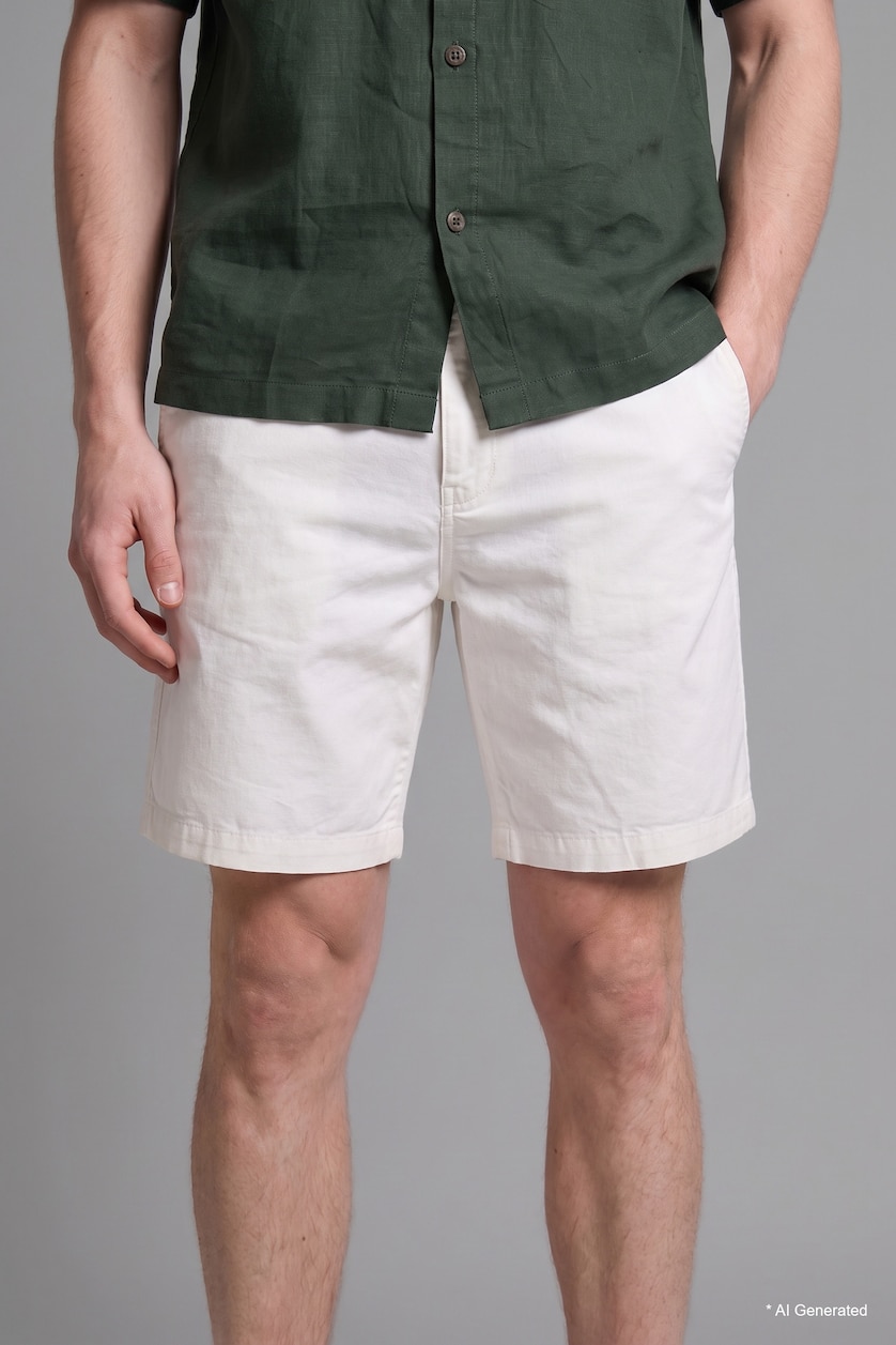 Erkek Ekru Relaxed Fit Bermuda Şort
