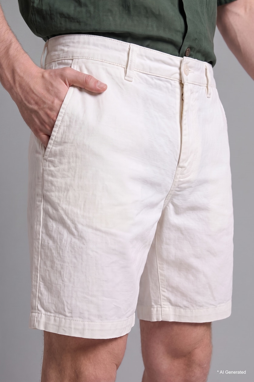 Erkek Ekru Relaxed Fit Bermuda Şort