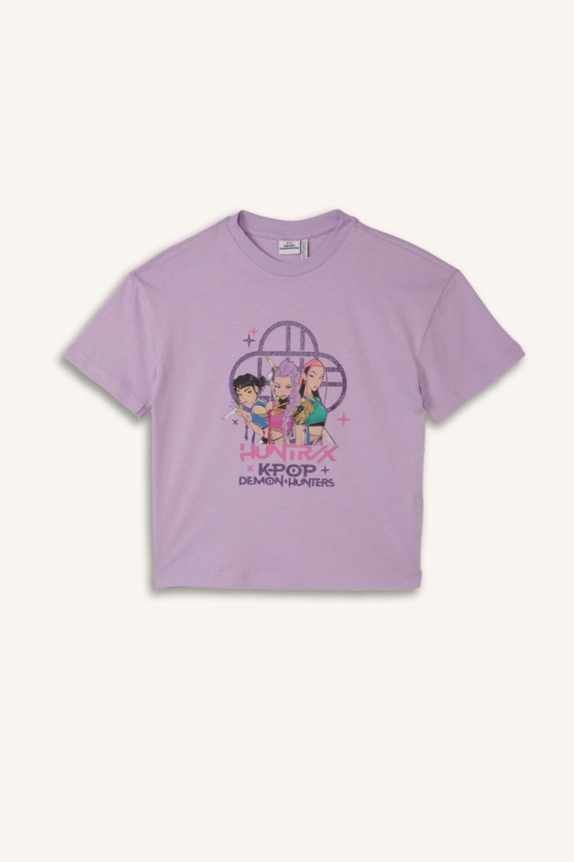 GIRLS & TEENS Lilac Girl 100% Cotton Kpop - Demon Hunters Relax Fit T-Shirt