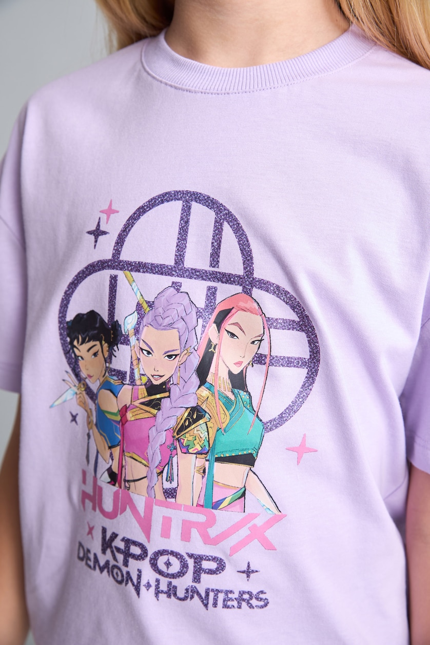 Young Girls - Teen Girls Lilac Girl 100% Cotton Kpop - Demon Hunters Relax Fit T-Shirt