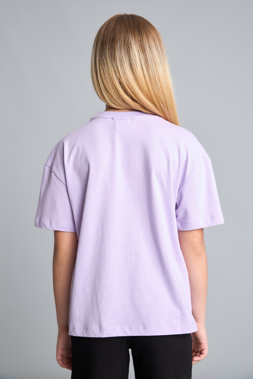 Young Girls - Teen Girls Lilac Girl 100% Cotton Kpop - Demon Hunters Relax Fit T-Shirt