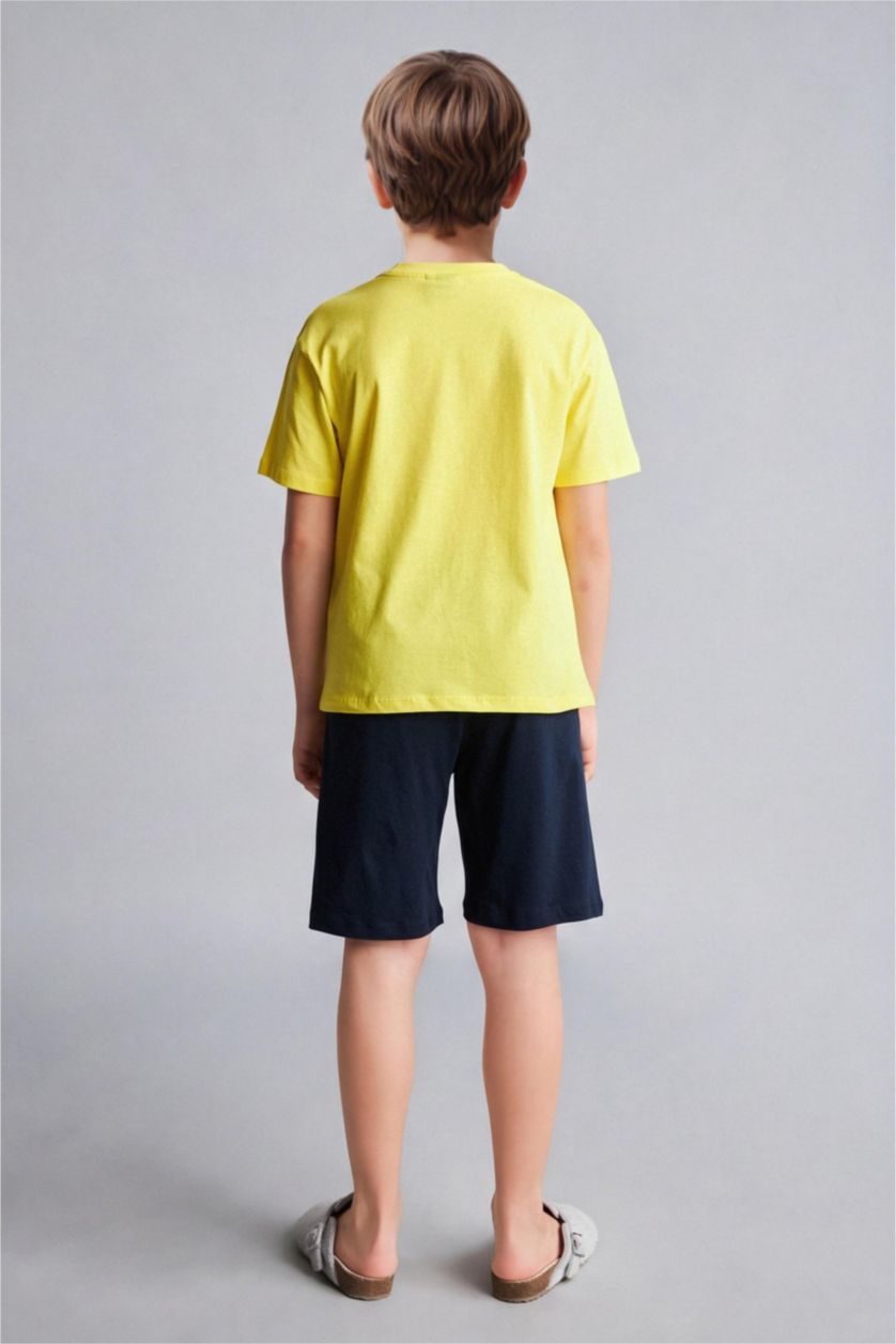 Erkek Çocuk - Genç Erkek Sarı %100 Pamuk Fenerbahçe 2'li Pijama Takımı Erkek Çocuk