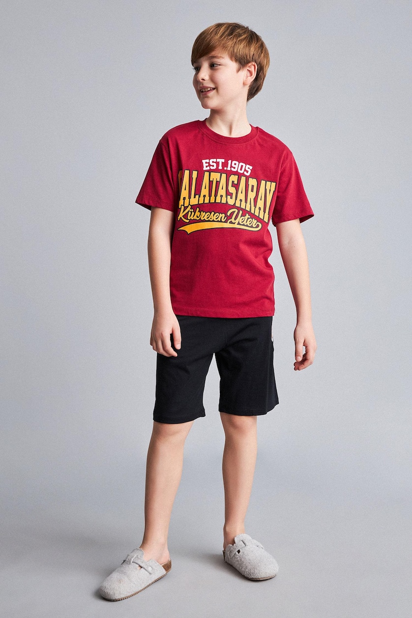 Young Boys - Teen Boys Red 100% Cotton Top Shorts 2 Piece Pyjama Set