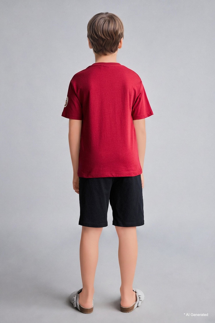 Young Boys - Teen Boys Red 100% Cotton Top Shorts 2 Piece Pyjama Set
