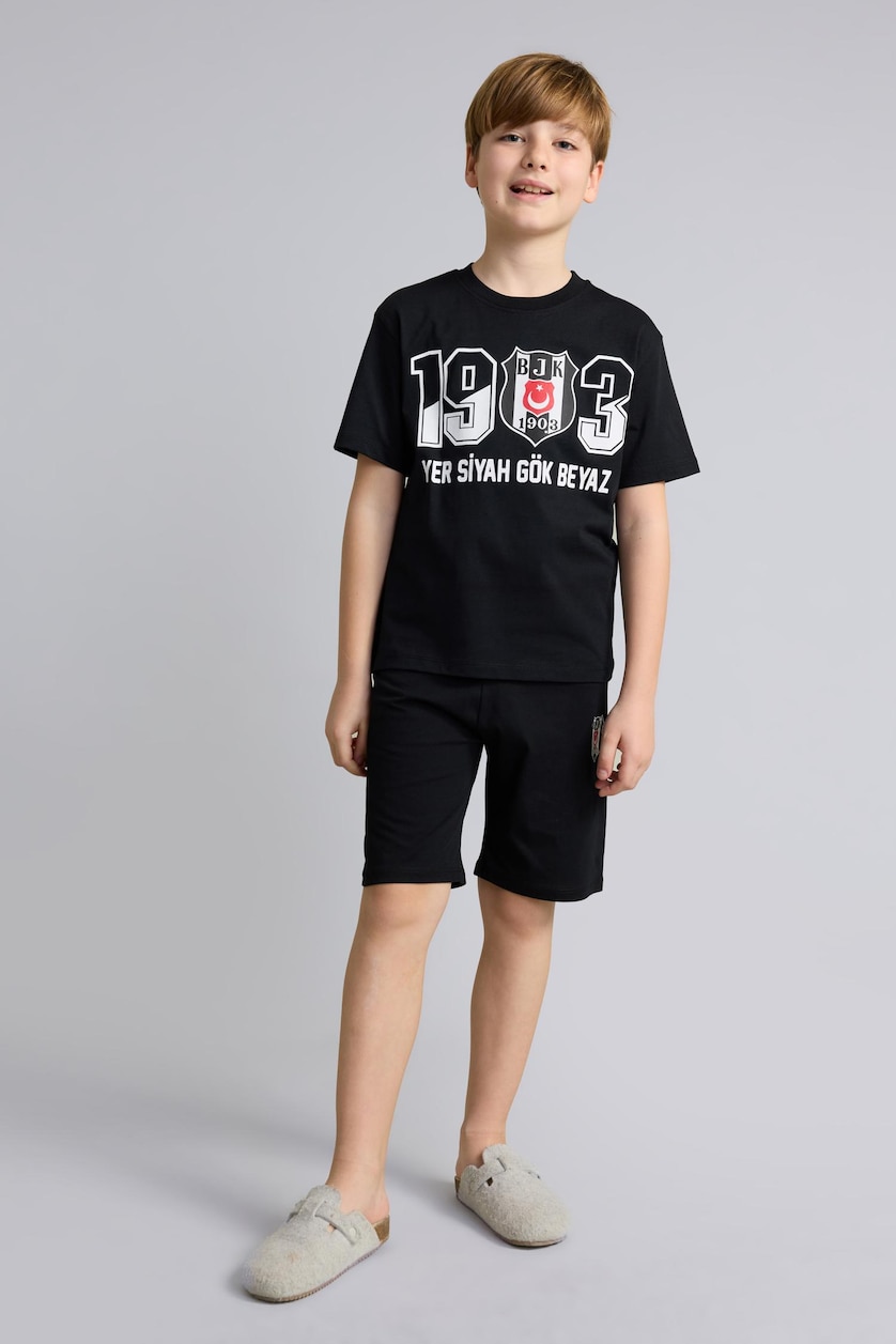 Young Boys - Teen Boys Black Boy 2 piece Regular Fit Knitted Pyjamas
