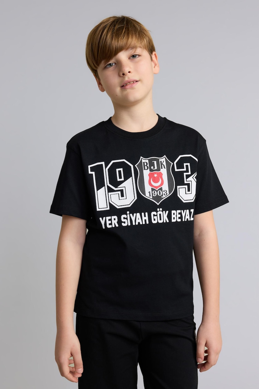 Young Boys - Teen Boys Black Boy 2 piece Regular Fit Knitted Pyjamas