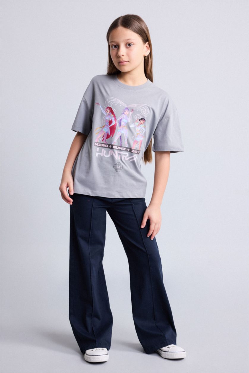 Young Girls - Teen Girls Grey Oversize Fit Short Sleeve T-Shirt