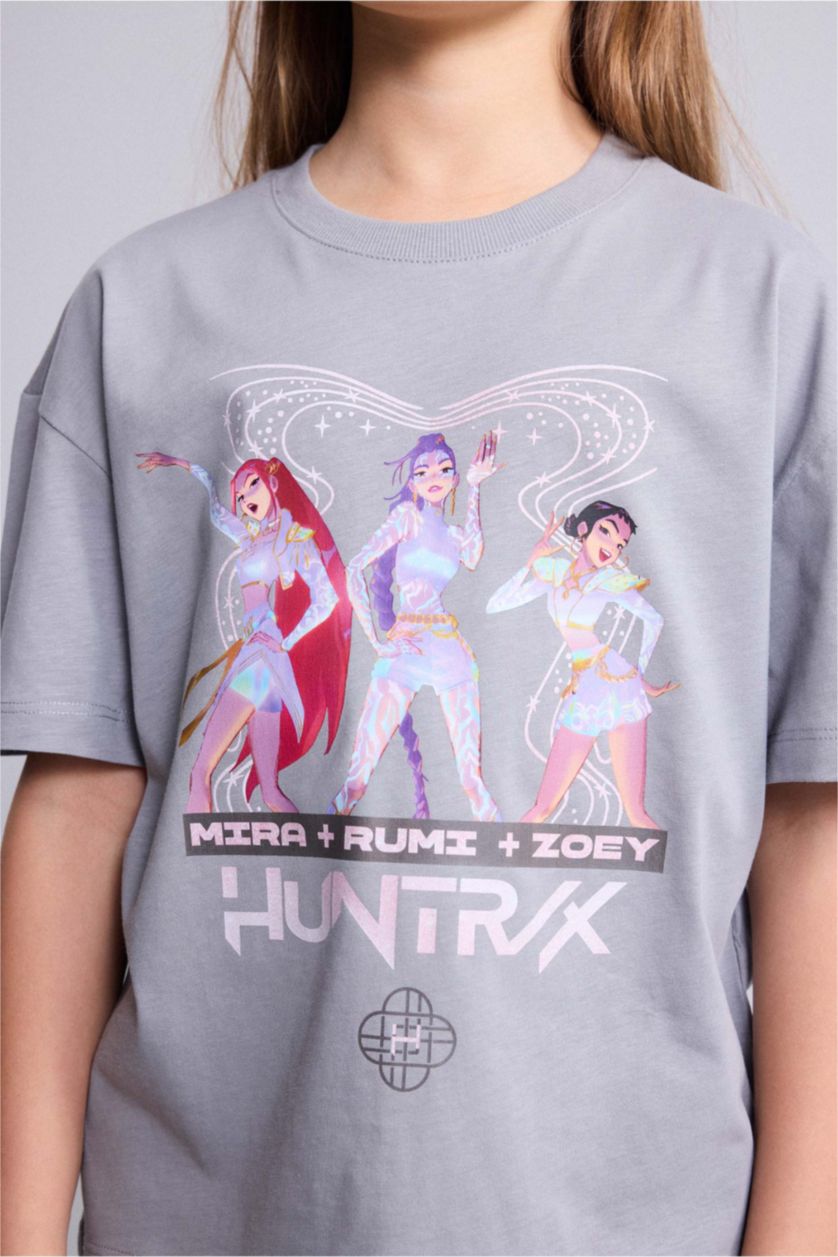 Young Girls - Teen Girls Grey Oversize Fit Short Sleeve T-Shirt