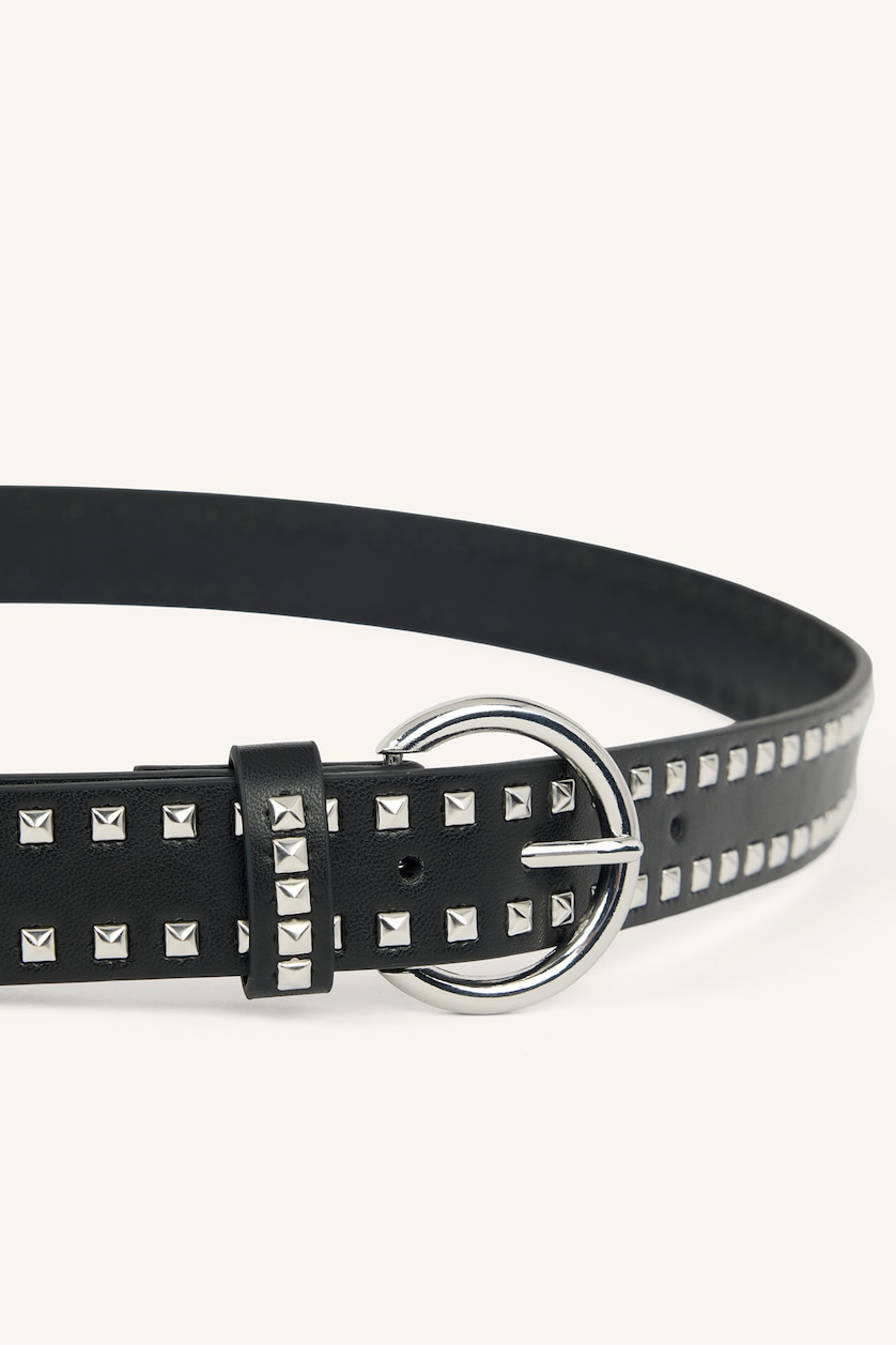 Women Black Woman Oval Buckle Faux Leather Jean Belt
