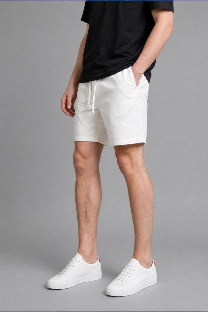 Erkek Ekru Baggy Fit Bermuda Şort