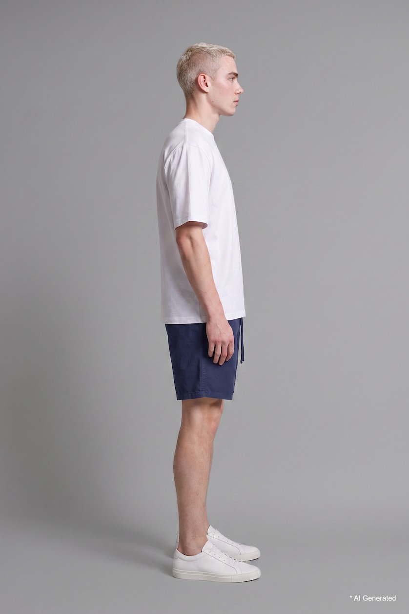 Erkek Lacivert Baggy Fit Bermuda Şort