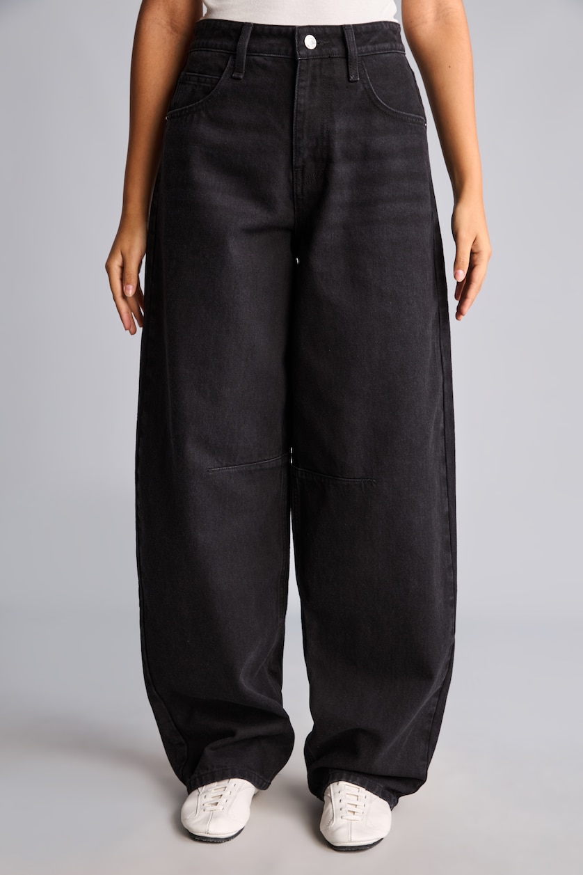 Kadın Siyah Baggy Fit Yüksek Bel Jean Pantolon