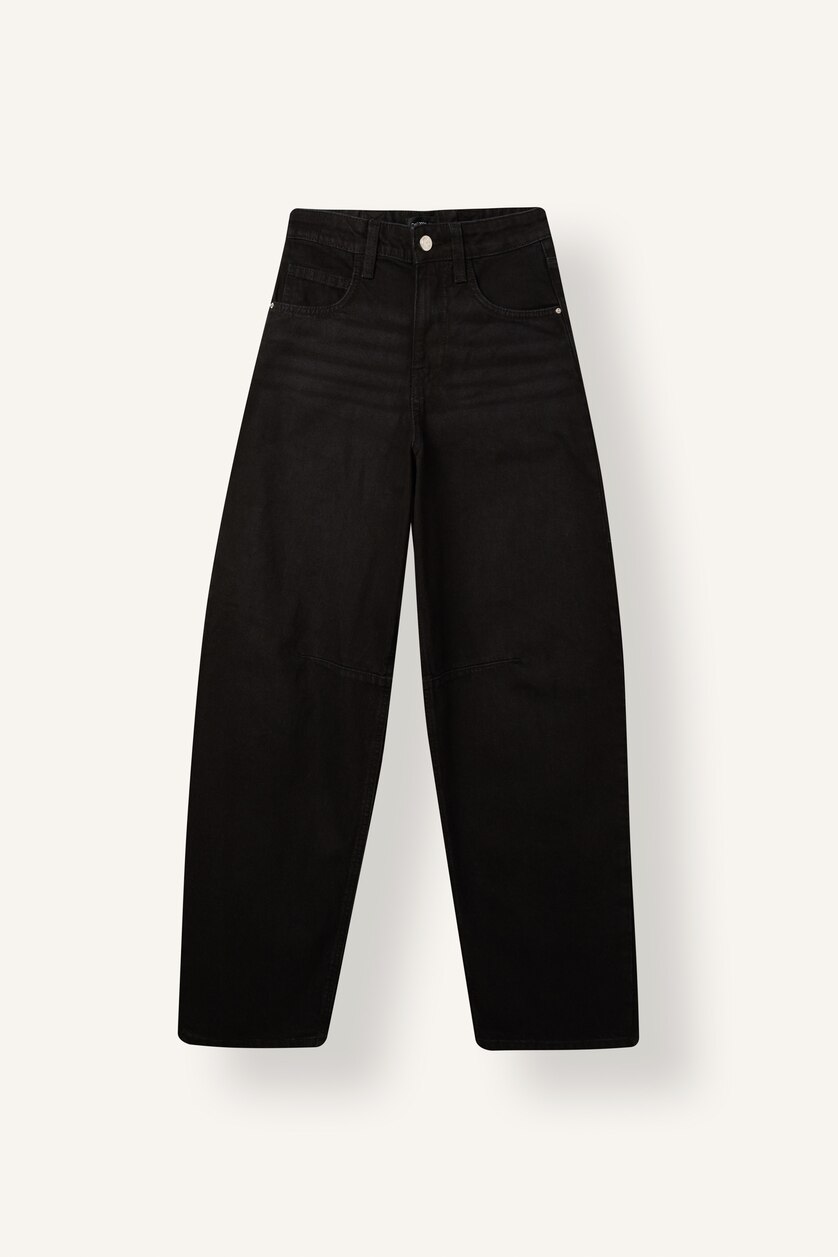 Women Black High Waist Baggy Fit Trousers