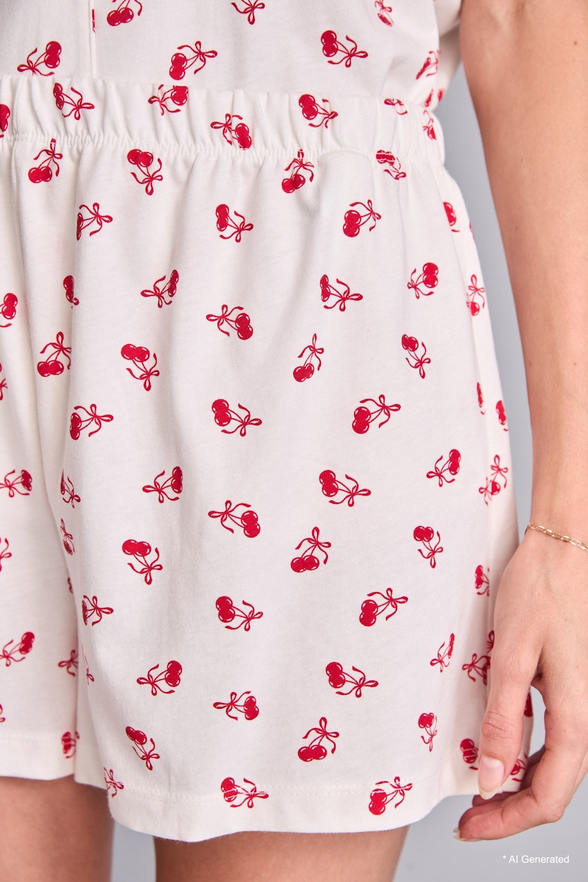 Kadın Ekru Regular Fit Desenli Pijama Takımı