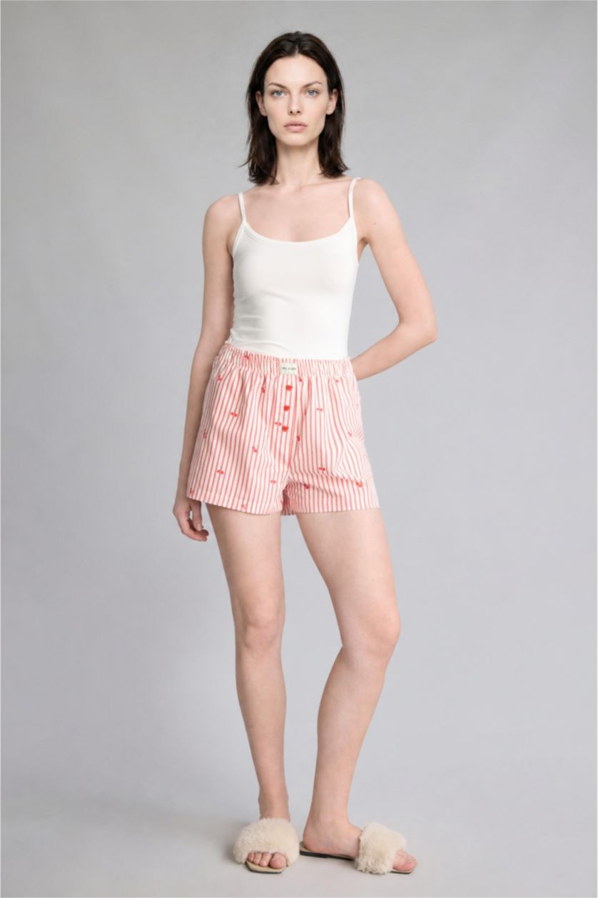 Kadın Kırmızı Regular Fit Poplin Pijama Alt