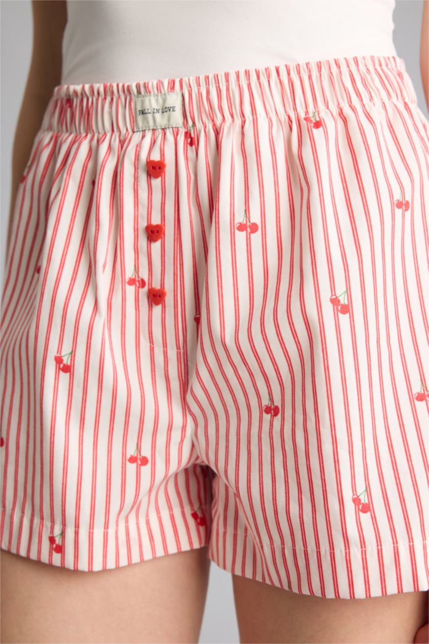 Kadın Kırmızı Regular Fit Poplin Pijama Alt