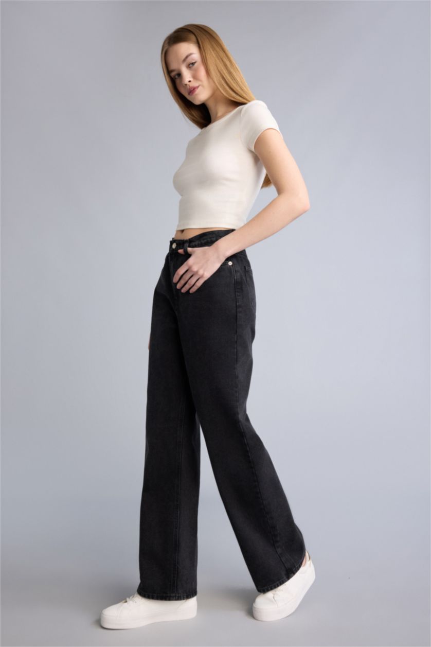 حريمي أنثرا بنطلون وايد ليج برجل واسع