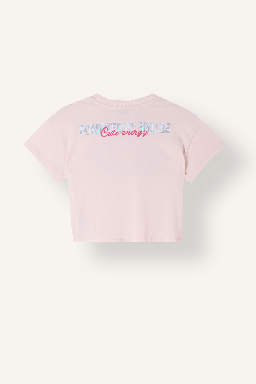 FILLES Rose Clair T-shirt imprimé slogan à col rond et manches courtes pour fille