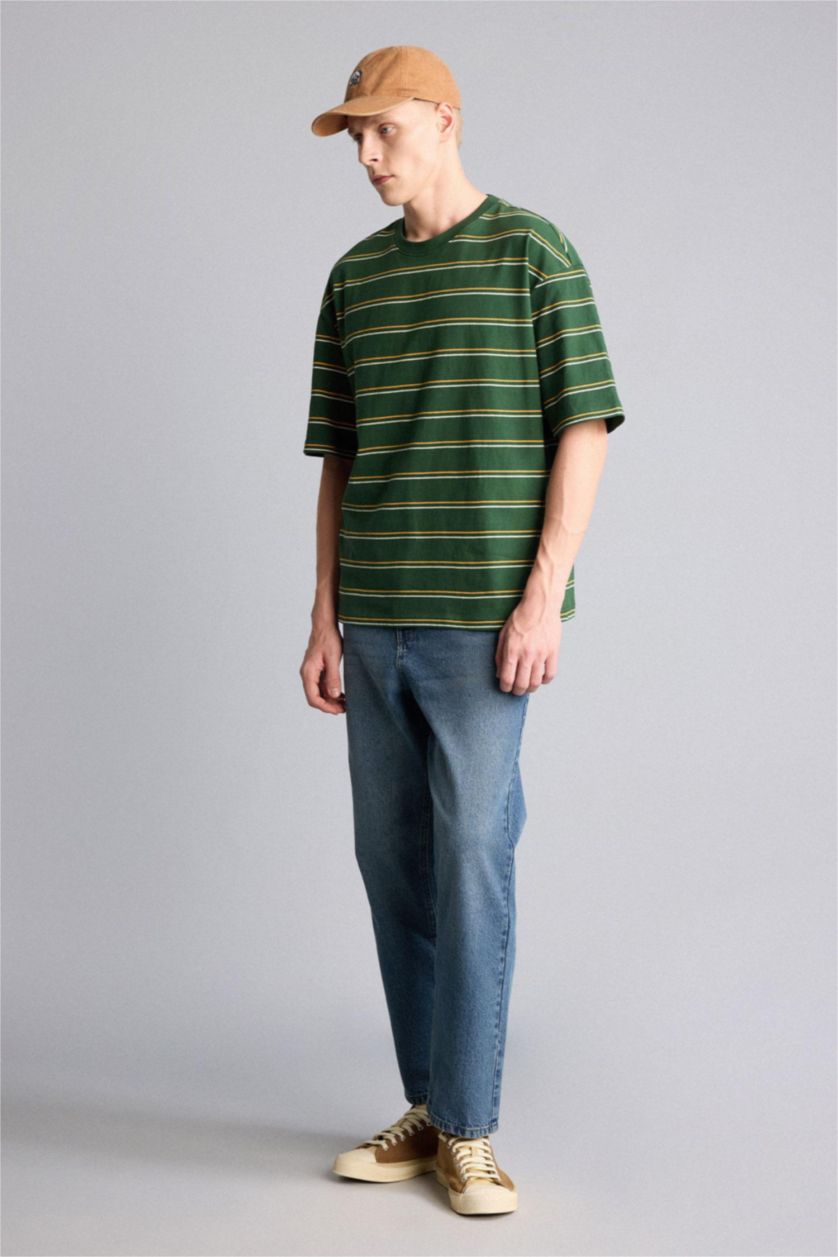 Men Khaki Boxy Fit Short Sleeve T-Shirt