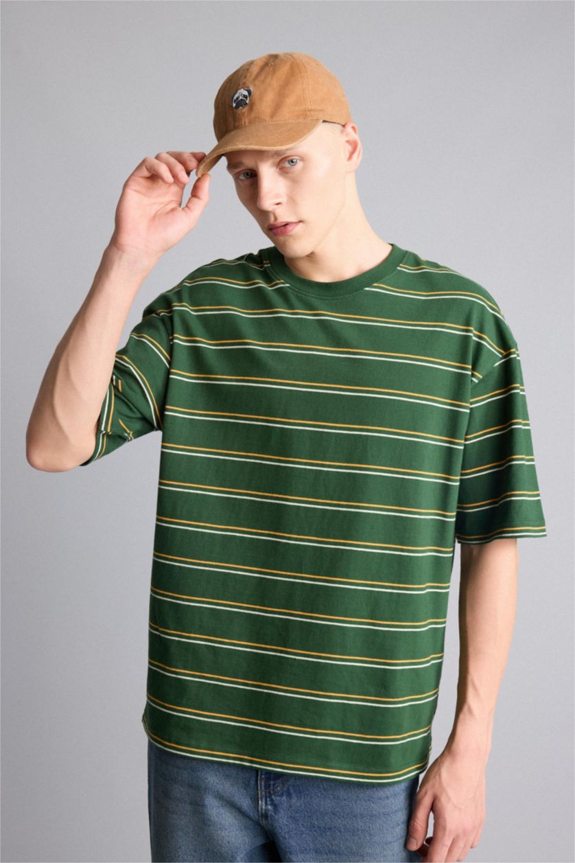 Men Khaki Boxy Fit Short Sleeve T-Shirt