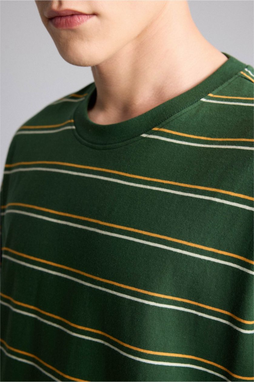 Men Khaki Boxy Fit Short Sleeve T-Shirt