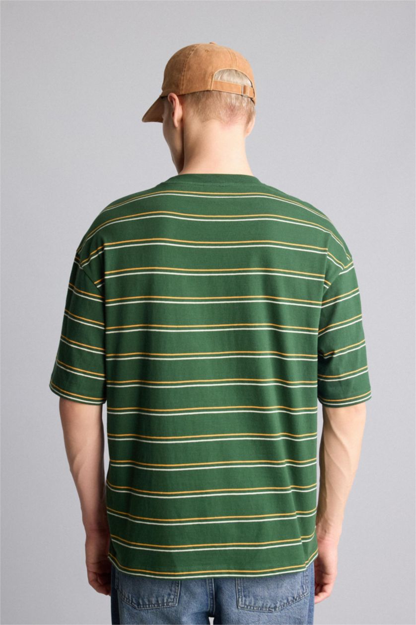 Men Khaki Boxy Fit Short Sleeve T-Shirt