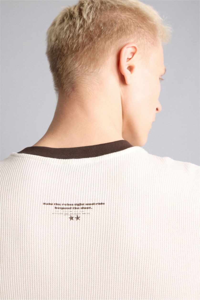Men Ecru Boxy Fit Short Sleeve T-Shirt