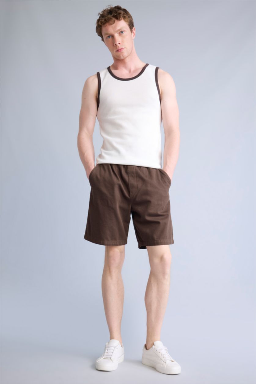 Men Ecru Regular Fit Crew Neck Short Sleeve Tank Top