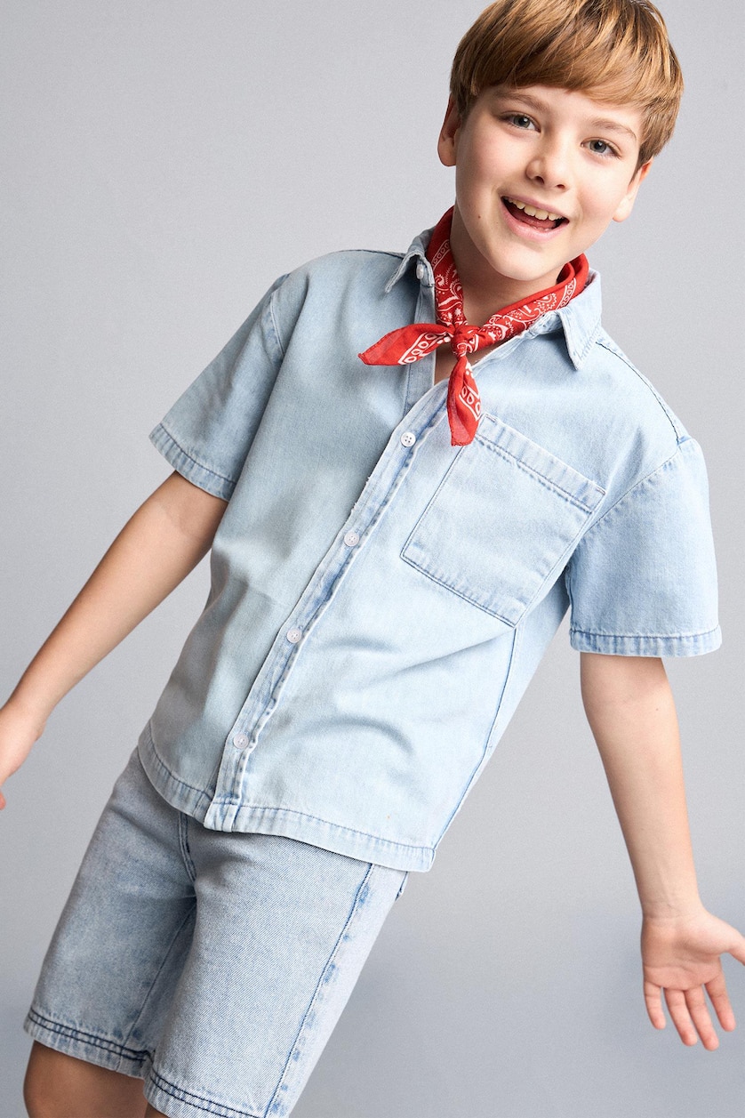 Young Boys - Teen Boys Light Blue Boy Regular Fit Denim Short Sleeve Shirt