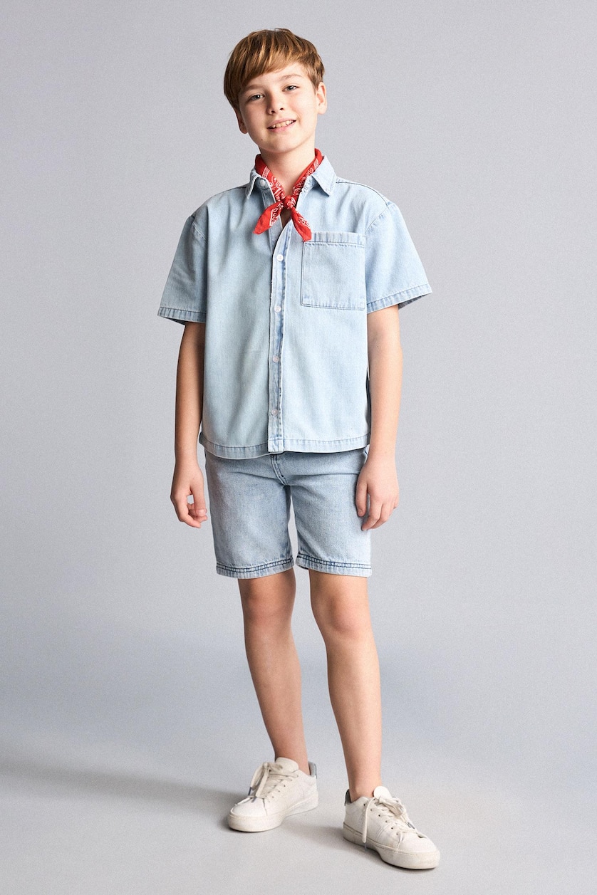 Young Boys - Teen Boys Light Blue Boy Regular Fit Denim Short Sleeve Shirt