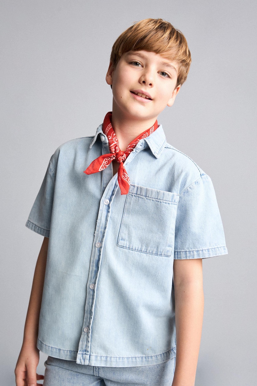 Young Boys - Teen Boys Light Blue Boy Regular Fit Denim Short Sleeve Shirt