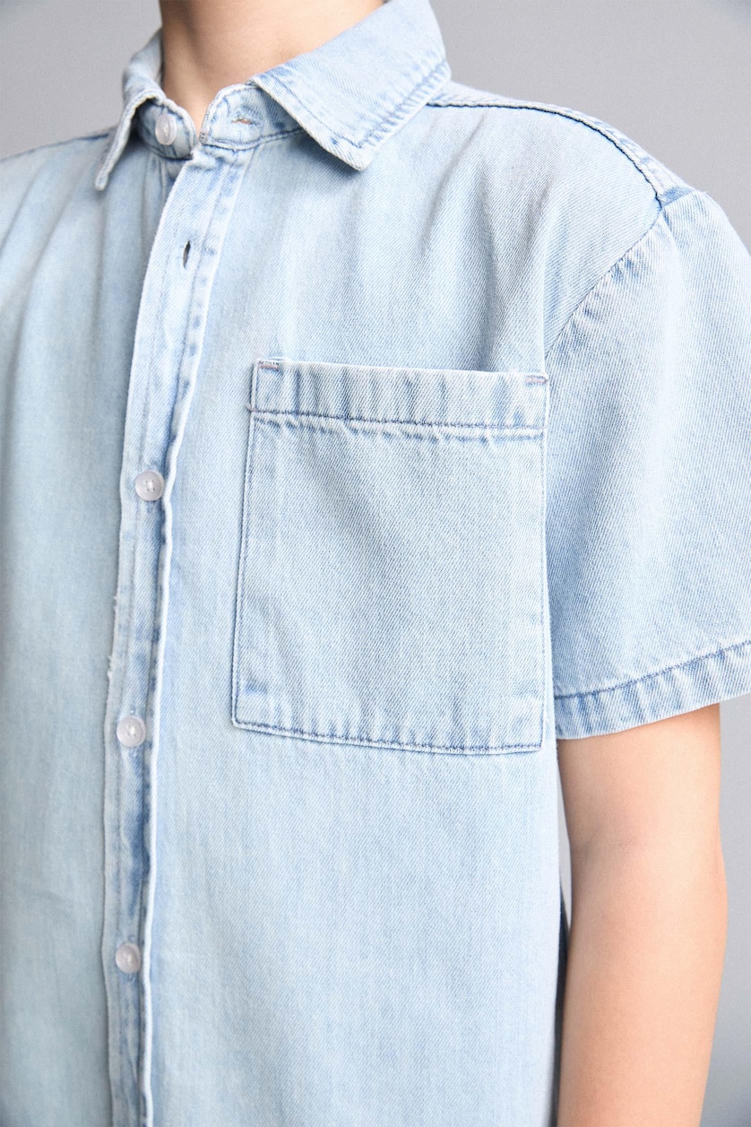 Young Boys - Teen Boys Light Blue Boy Regular Fit Denim Short Sleeve Shirt