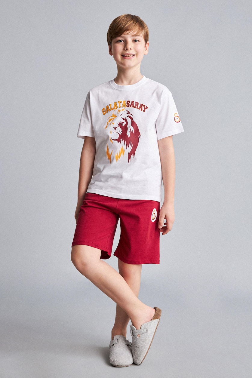 Young Boys - Teen Boys White Boy Top Shorts 2 Piece Pyjama Set