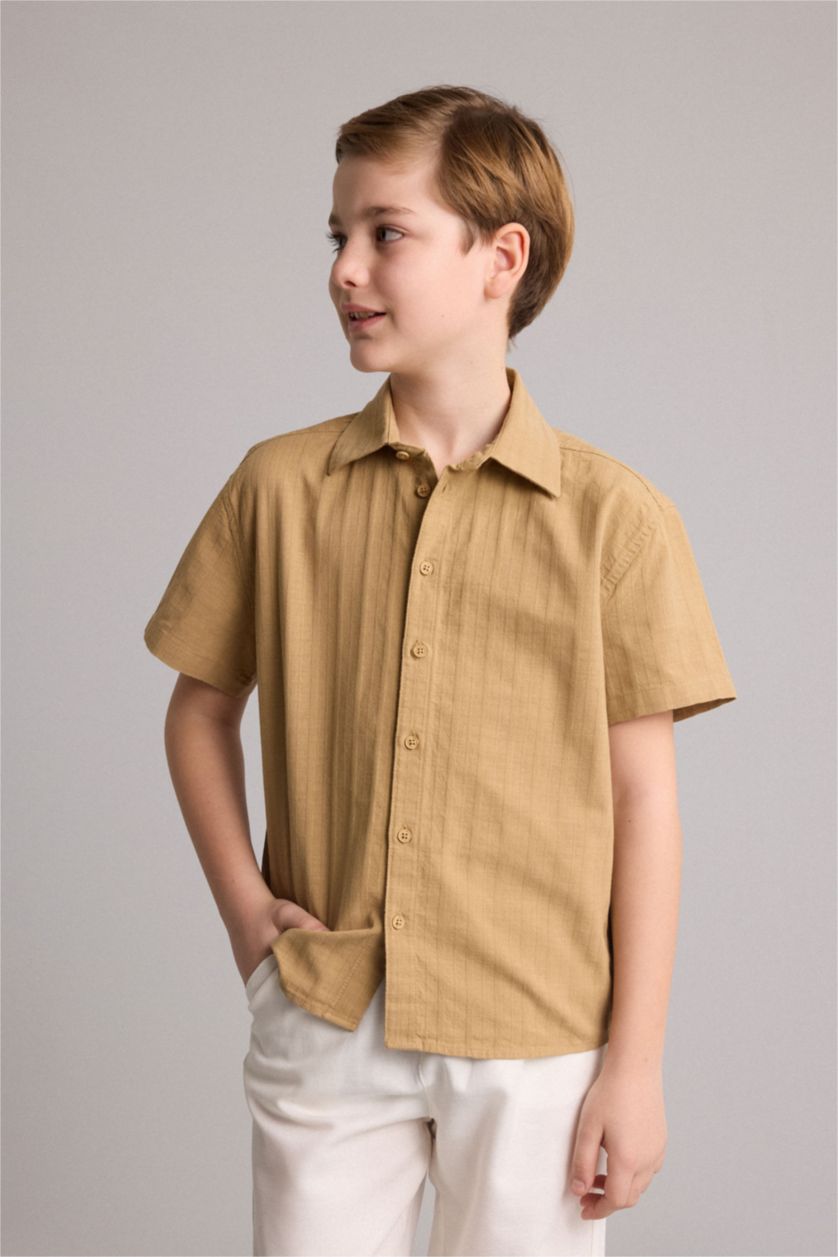 Young Boys - Teen Boys Beige Regular Fit Short Sleeve Shirt