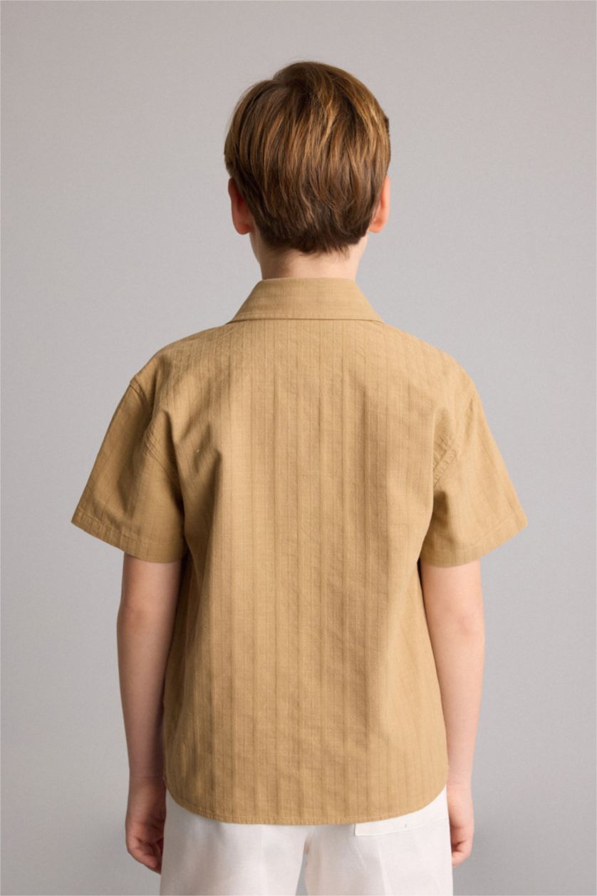 Young Boys - Teen Boys Beige Regular Fit Short Sleeve Shirt