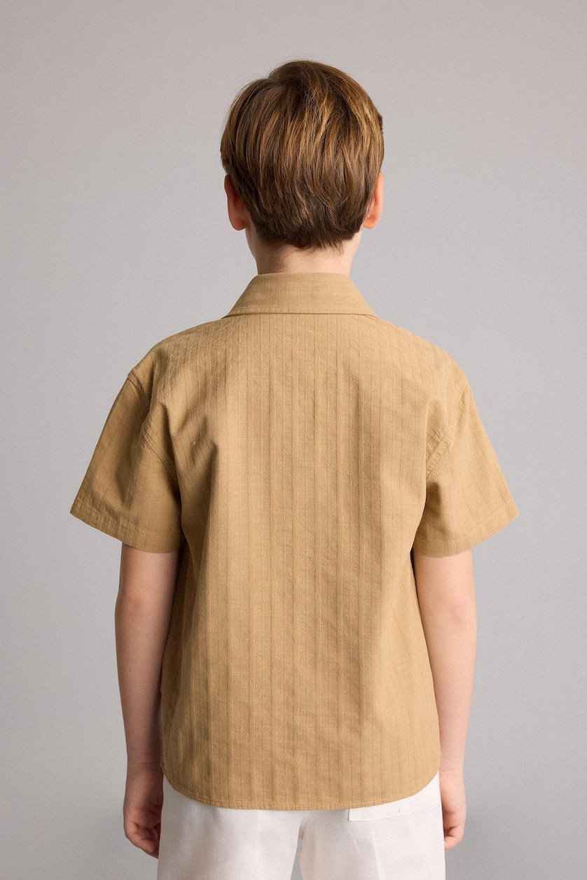 BOYS & TEENS Beige Boy Regular Fit Poplin Short Sleeve Shirt