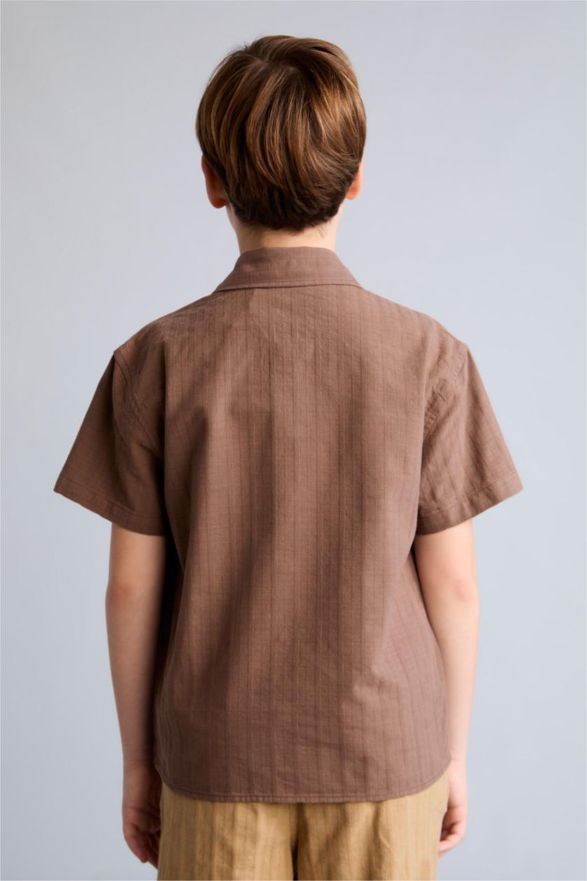 Young Boys - Teen Boys Light Brown Boy Regular Fit Poplin Short Sleeve Shirt