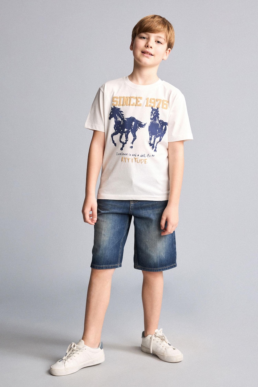 Young Boys - Teen Boys White Regular Fit Animal Short Sleeve T-Shirt
