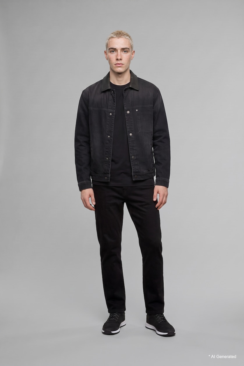 رجال أسود Straight Fit Trousers