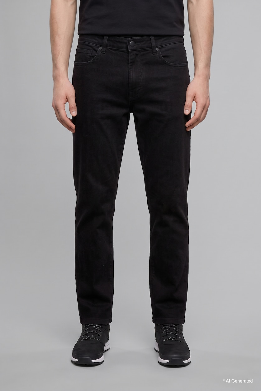 رجال أسود Straight Fit Trousers