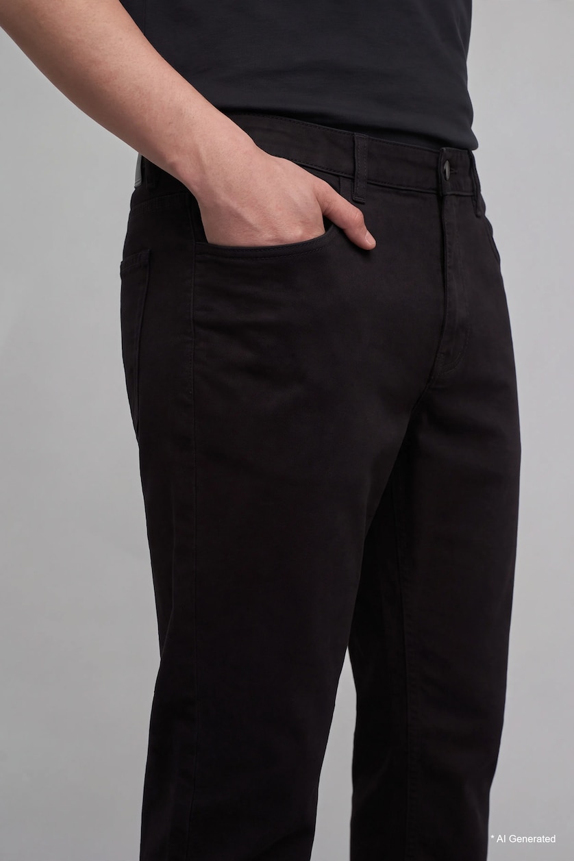 رجال أسود Straight Fit Trousers