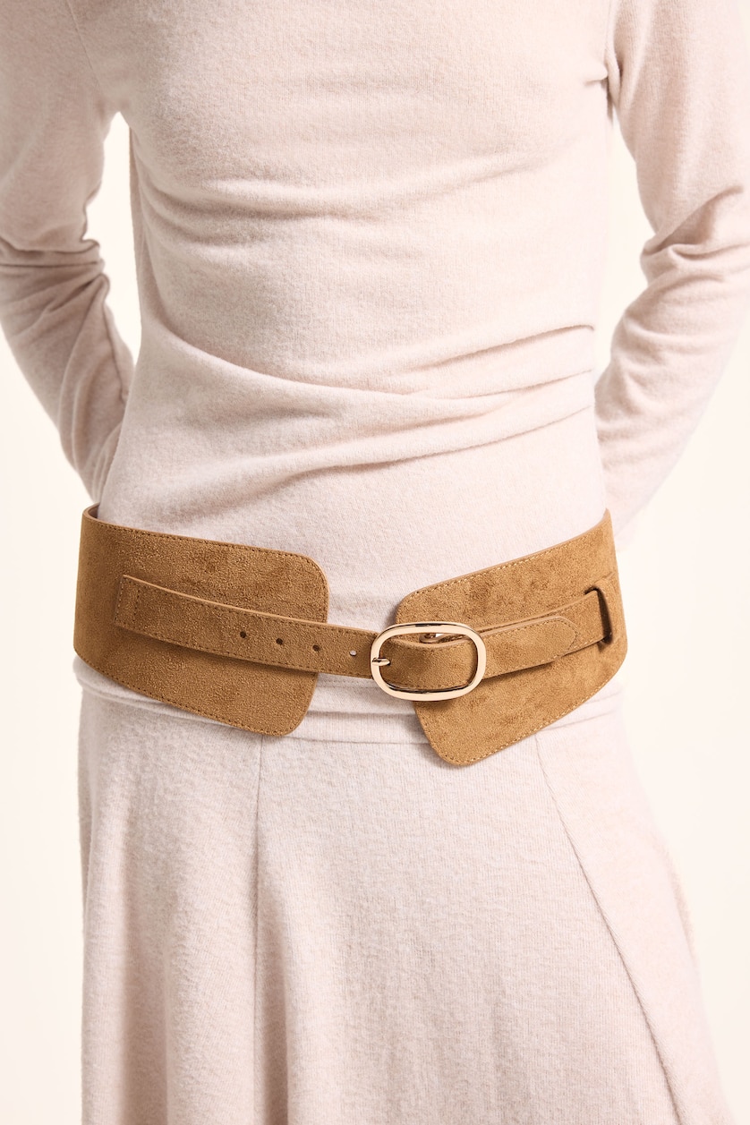 Women Brown Woman Rectangle Clasp Faux Leather Dual Jean Belt