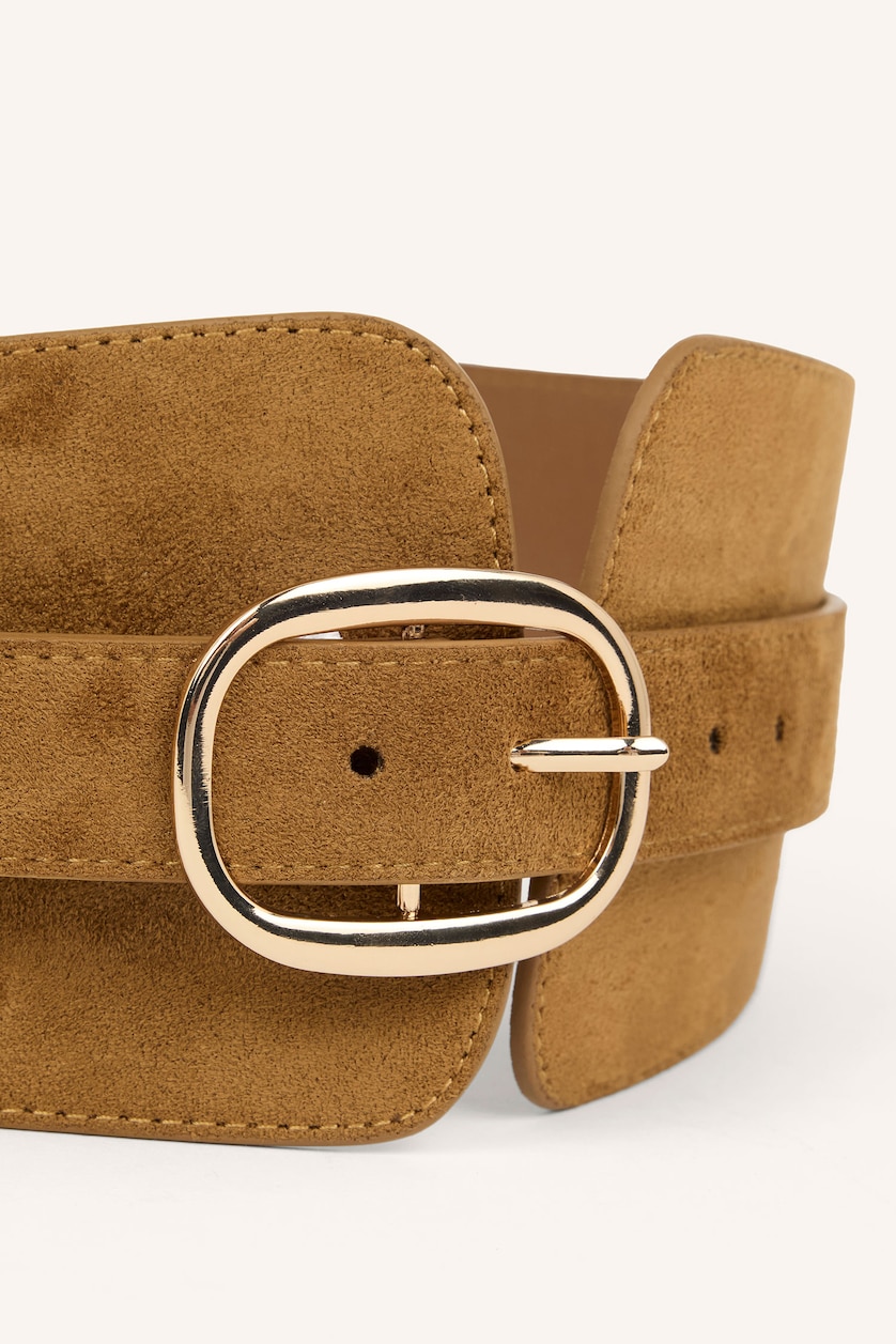 Women Brown Woman Rectangle Clasp Faux Leather Dual Jean Belt