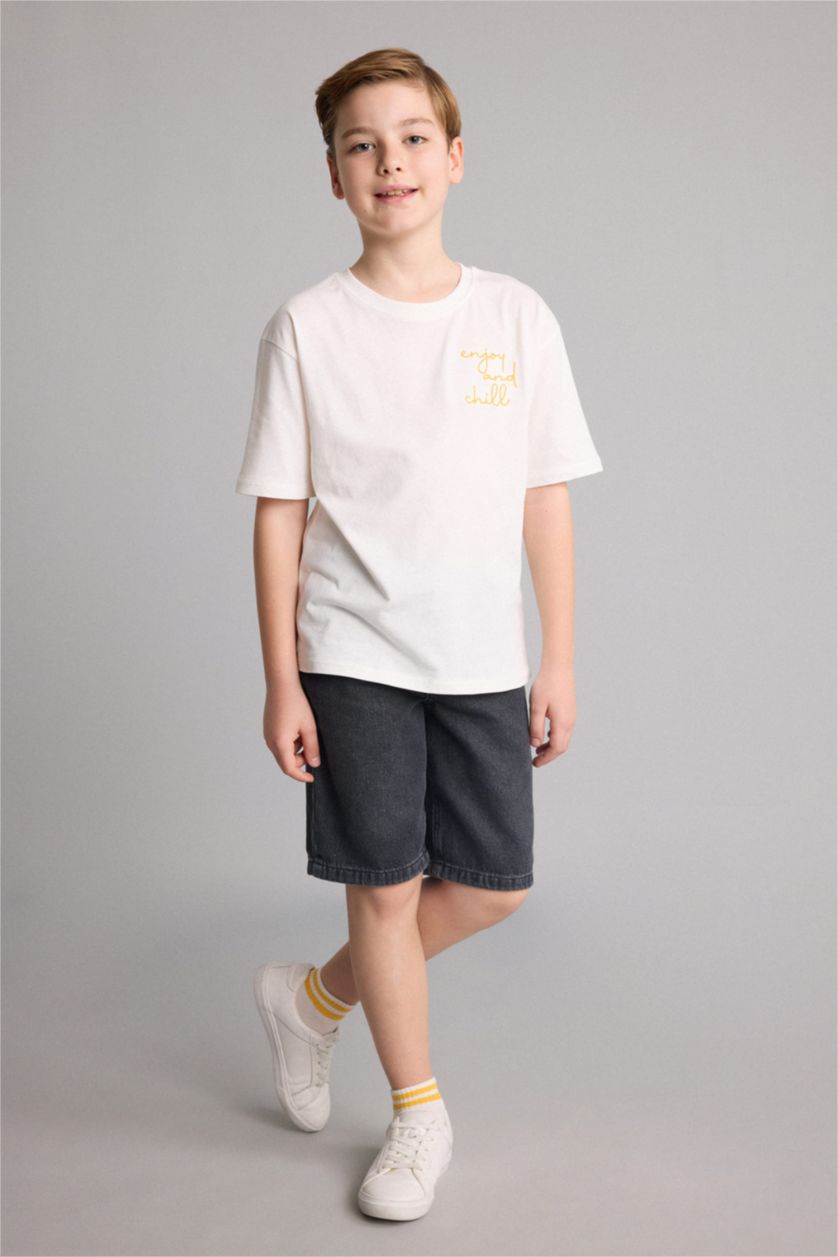 Young Boys - Teen Boys White Regular Fit Slogan Short Sleeve T-Shirt