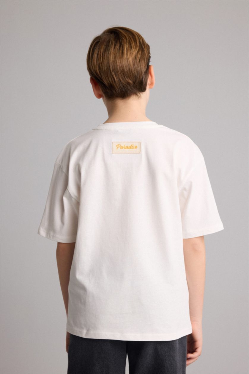 Young Boys - Teen Boys White Regular Fit Slogan Short Sleeve T-Shirt