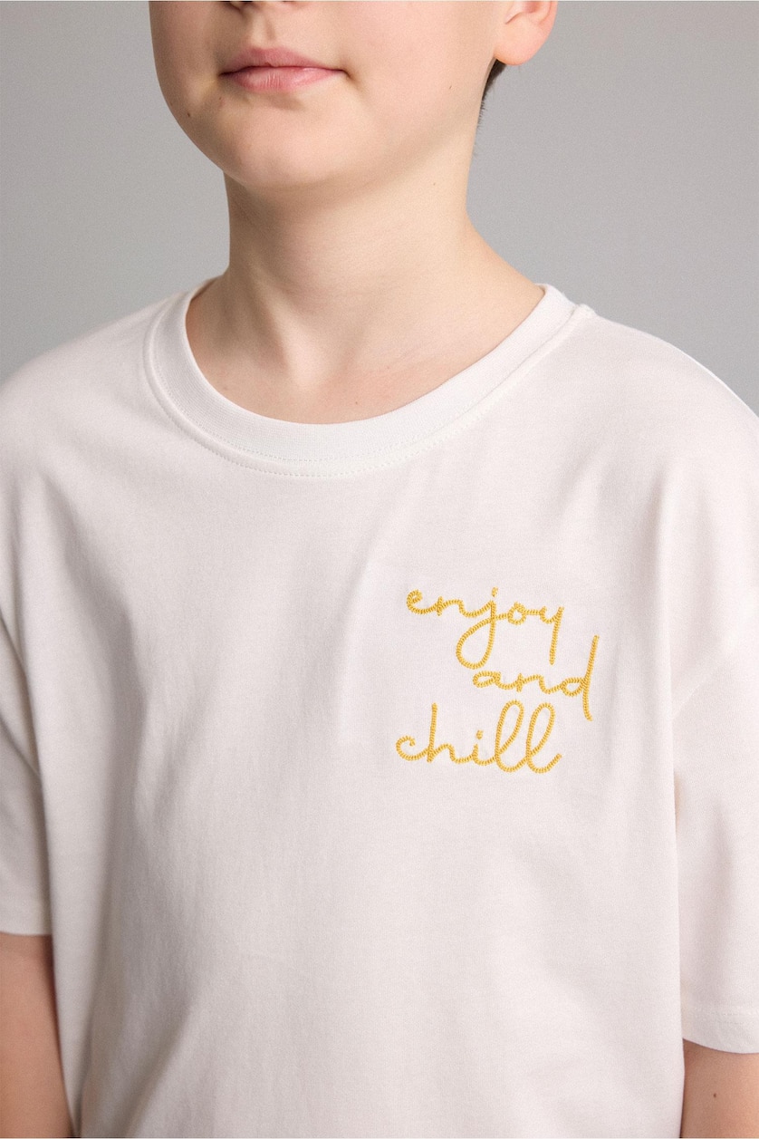 Young Boys - Teen Boys White Boy Regular Fit Crew Neck Printed T-Shirt