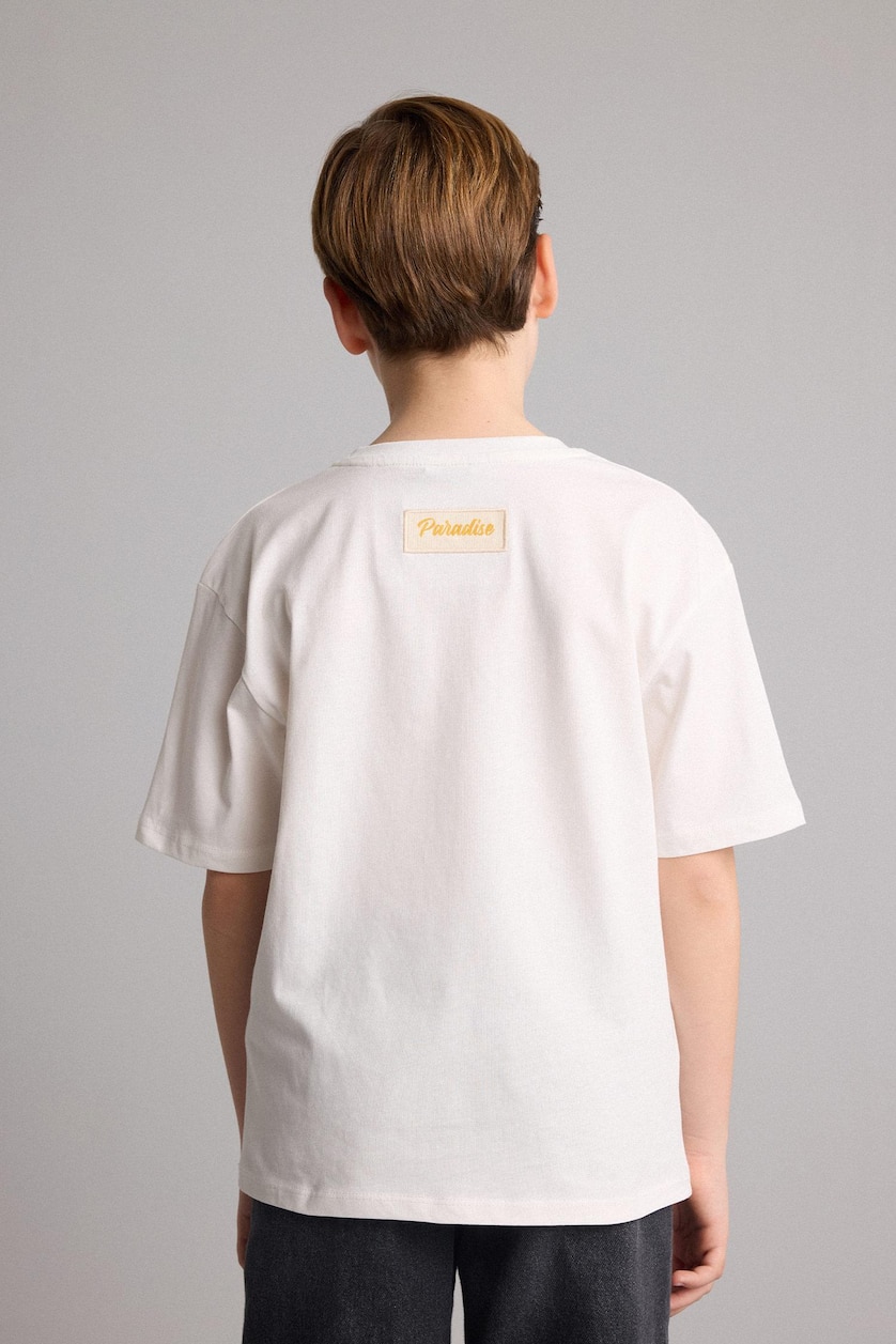 Young Boys - Teen Boys White Boy Regular Fit Crew Neck Printed T-Shirt